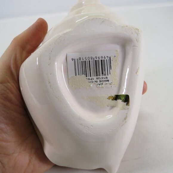 Ceramic Sea Shell Dish - Planter Peachy Pink Conch Shell - Picture 8 of 9